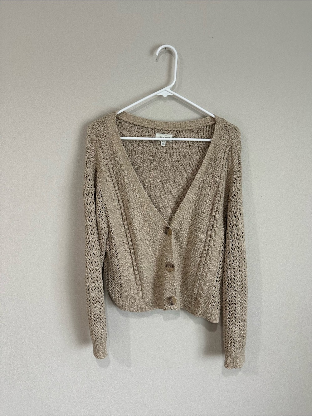 Lucky Brand Knit Button Up Cardigan Sz Medium Cotton Blend